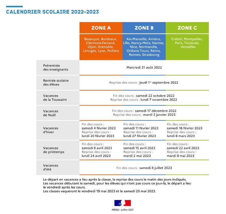 Calendrier scolaire