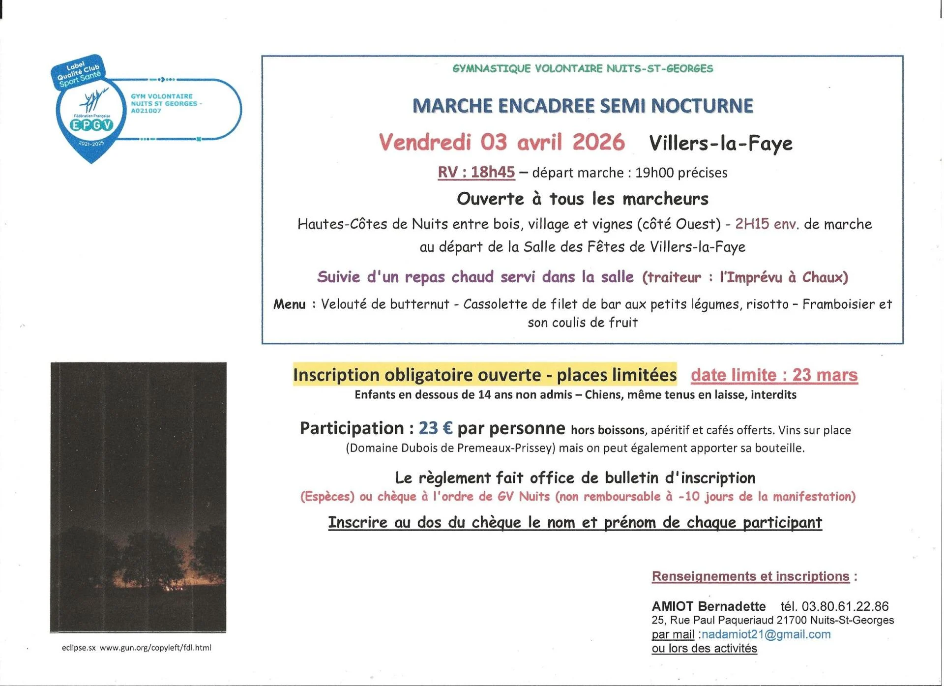 Marche semi nocturne 2026