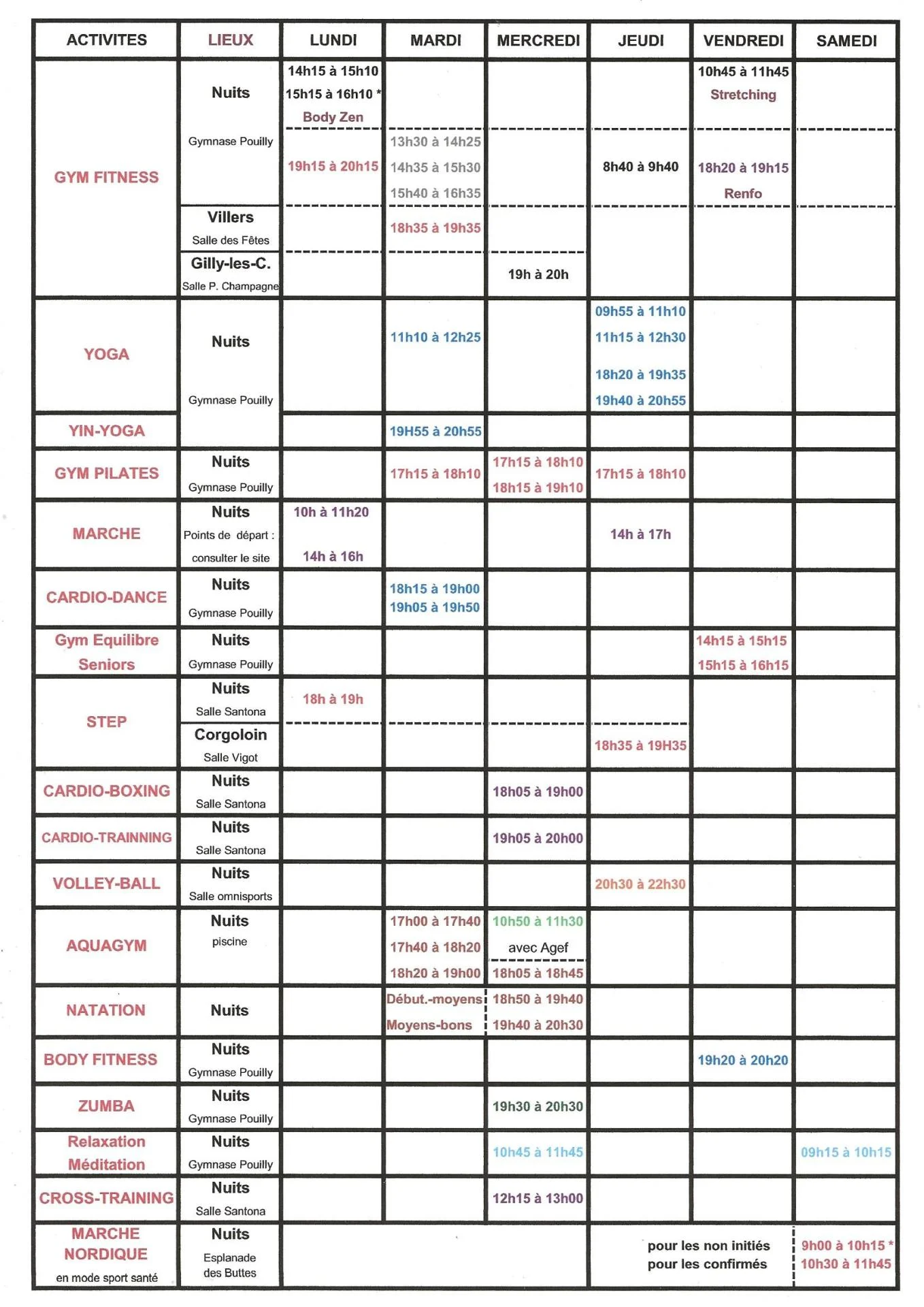 Planning complet
